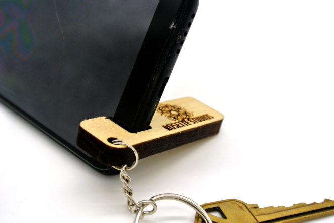 Key chain phone stand example